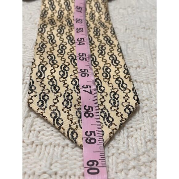 Paolo Design by Paolo Gucci Gold  Silk Horsebits Design Tie Made in Italy - Picture 5 of 6